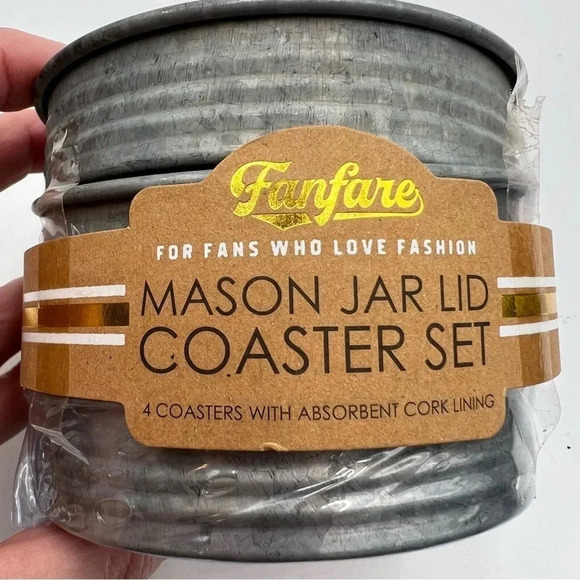 “It’s Football Y’all” Mason Jar Lid COASTER Set Absorbent Cork‎ Lining Red/Black - Picture 3 of 5